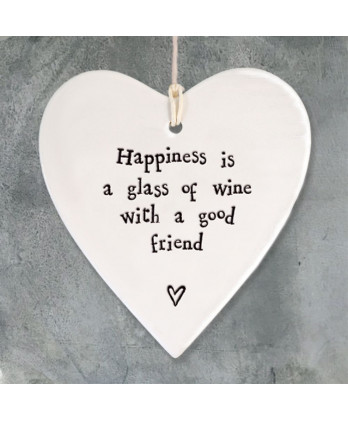 Κρεμαστή Καρδιά Από Πορσελάνη Happiness Is A Glass