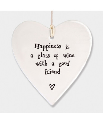 Κρεμαστή Καρδιά Από Πορσελάνη Happiness Is A Glass