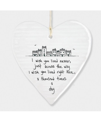 Κρεμαστή Καρδιά Από Πορσελάνη I Wish