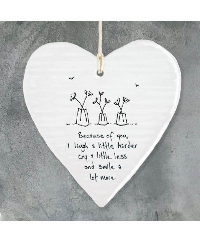 Κρεμαστή Καρδιά Από Πορσελάνη Because Of You