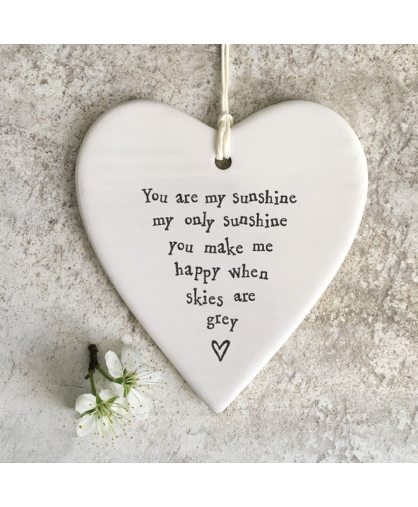 Κρεμαστή Καρδιά Από Πορσελάνη You are my sunshine