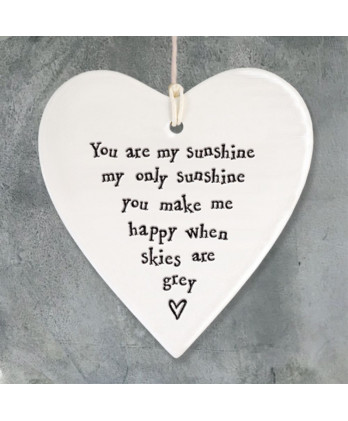 Κρεμαστή Καρδιά Από Πορσελάνη You are my sunshine