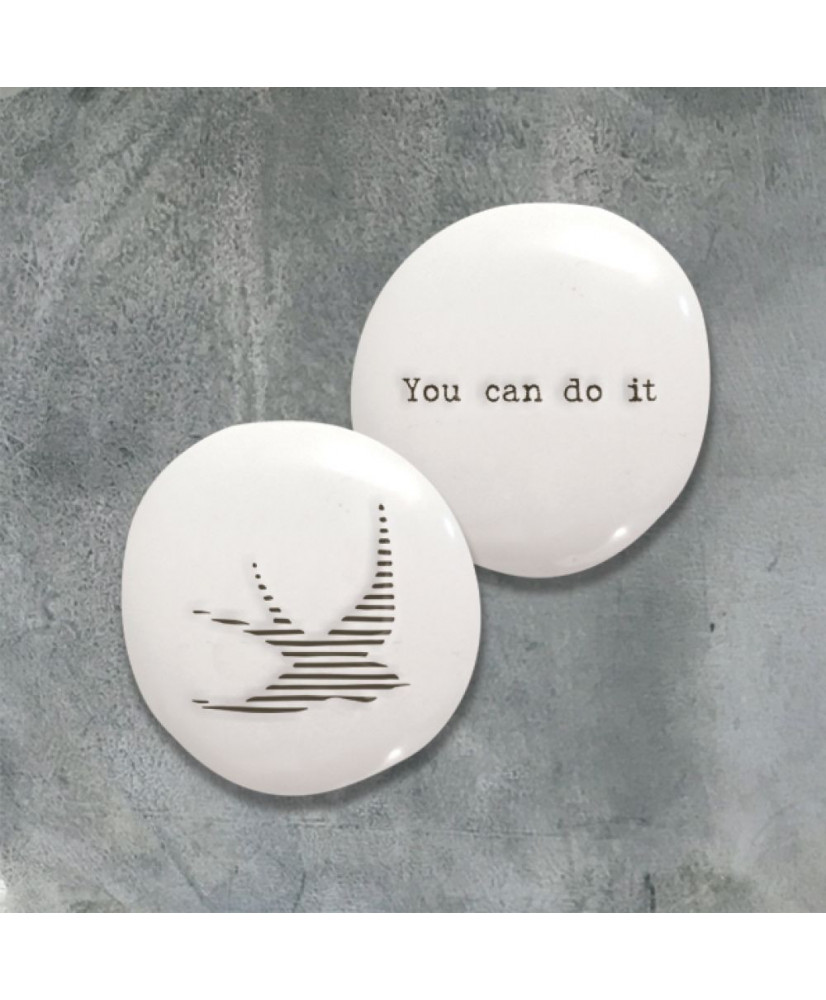 Βότσαλο Από Λευκή Πορσελάνη Χελιδόνι – You Can Do It