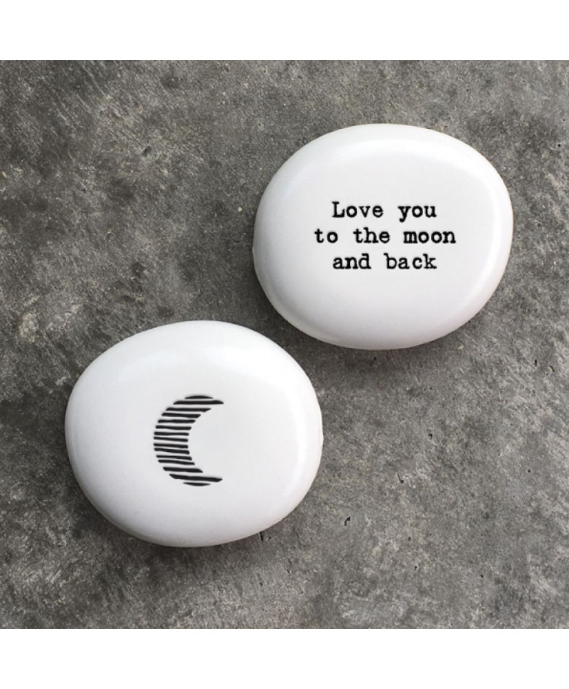 Βότσαλο Από Λευκή Πορσελάνη Φεγγάρι – Love You