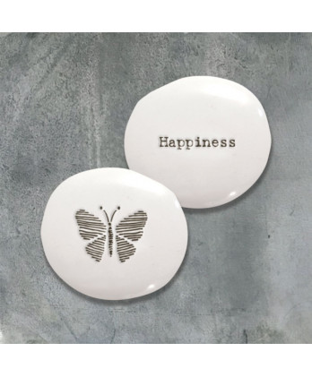 Βότσαλο Από Λευκή Πορσελάνη Happiness – Butterfly