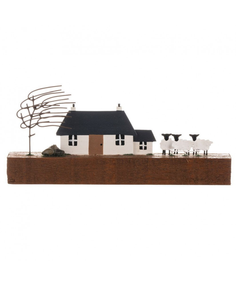 Ξύλινη Σύνθεση Με Καλύβα Και Προβατάκια 6,5x15εκ