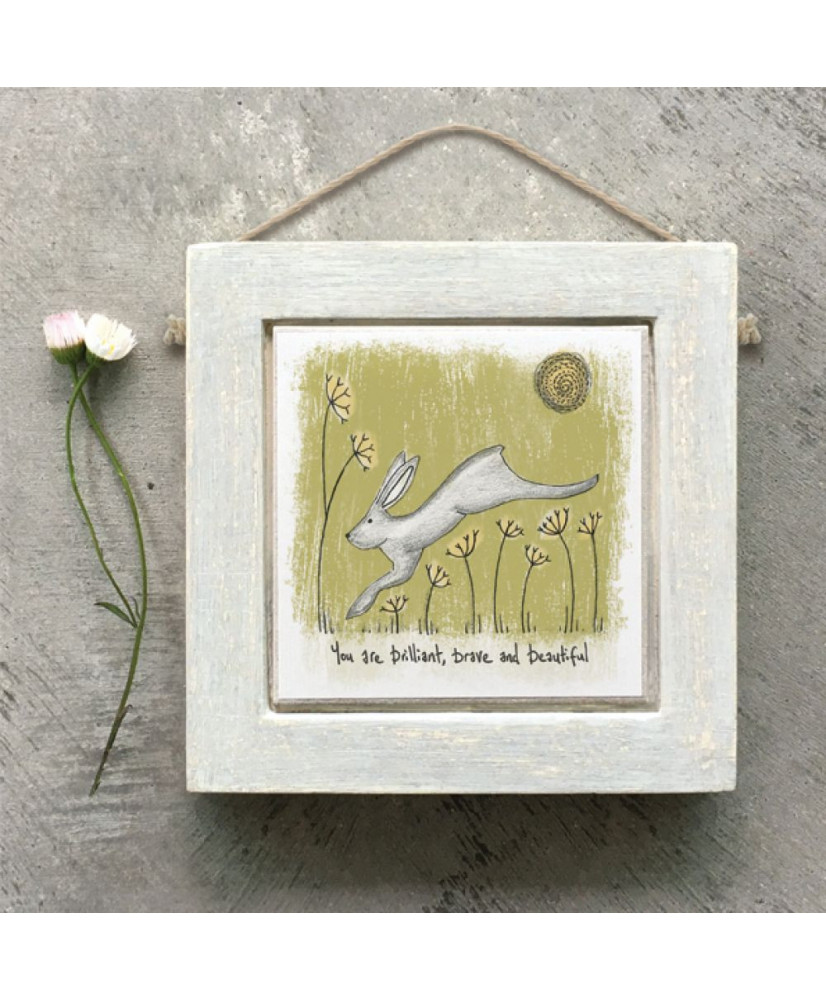 Καδράκι Ξύλινο Με Σχέδιο Λαγό Και Μήνυμα Brilliant 10εκ
