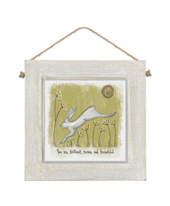 Καδράκι Ξύλινο Με Σχέδιο Λαγό Και Μήνυμα Brilliant 10εκ