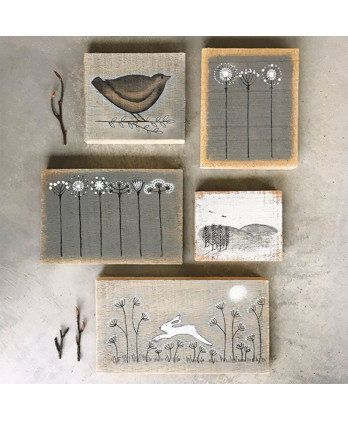 Καδράκι Ξύλινο Ζωγραφισμένο Με Λουλούδια 16x13εκ