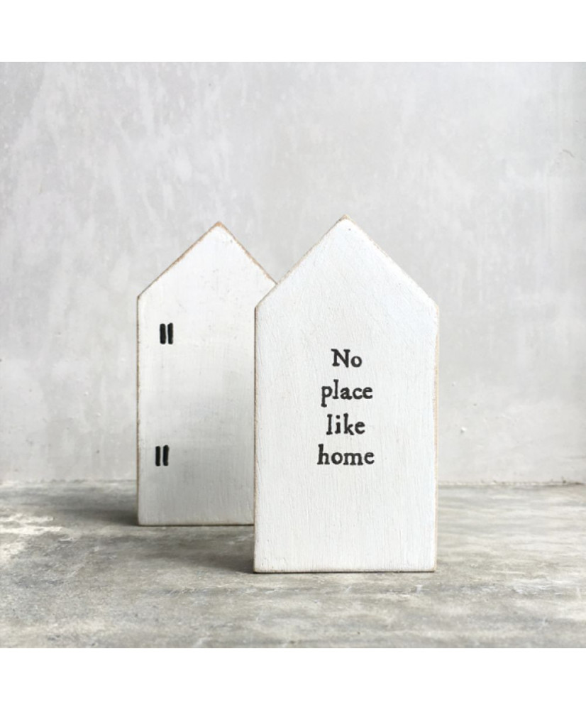 Ξύλινο Σπιτάκι Σε Λευκό Χρώμα Και Μήνυμα No Place Like Home 6,8x9εκ