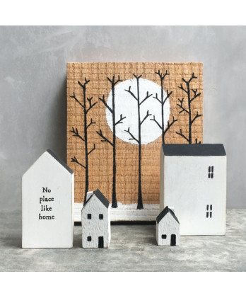 Ξύλινο Σπιτάκι Σε Λευκό Χρώμα Και Μήνυμα No Place Like Home 6,8x9εκ