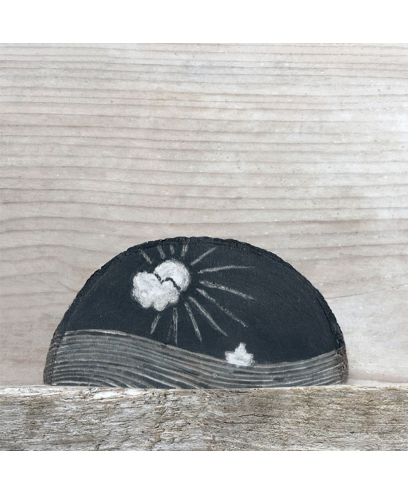 Κορμός Ξύλινος Silhouette Με Σχέδιο Καραβάκι 4,7x9,5 εκ