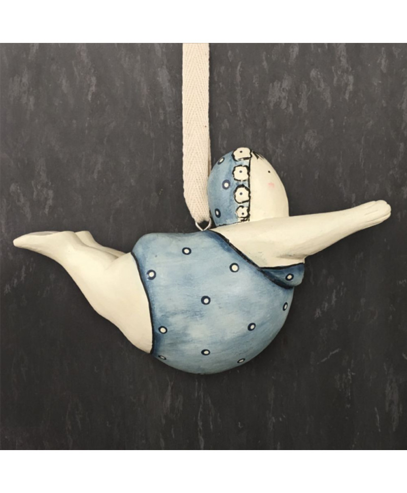 Ξύλινο Κρεμαστό Κολυμβήτρια Με γαλάζιο μαγιό 18x10,5εκ