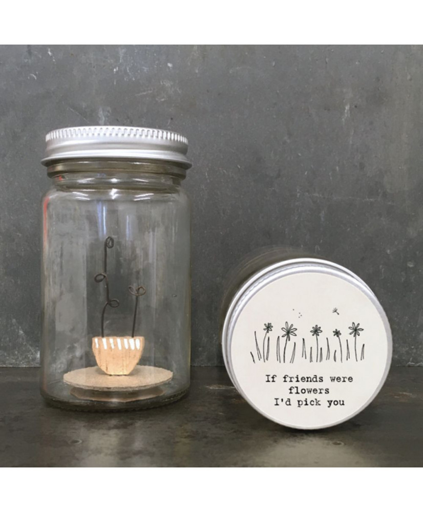 Βάζο Με Ξύλινο Γλαστράκι Και Μήνυμα If Friends Were Flowers 5x9,5εκ