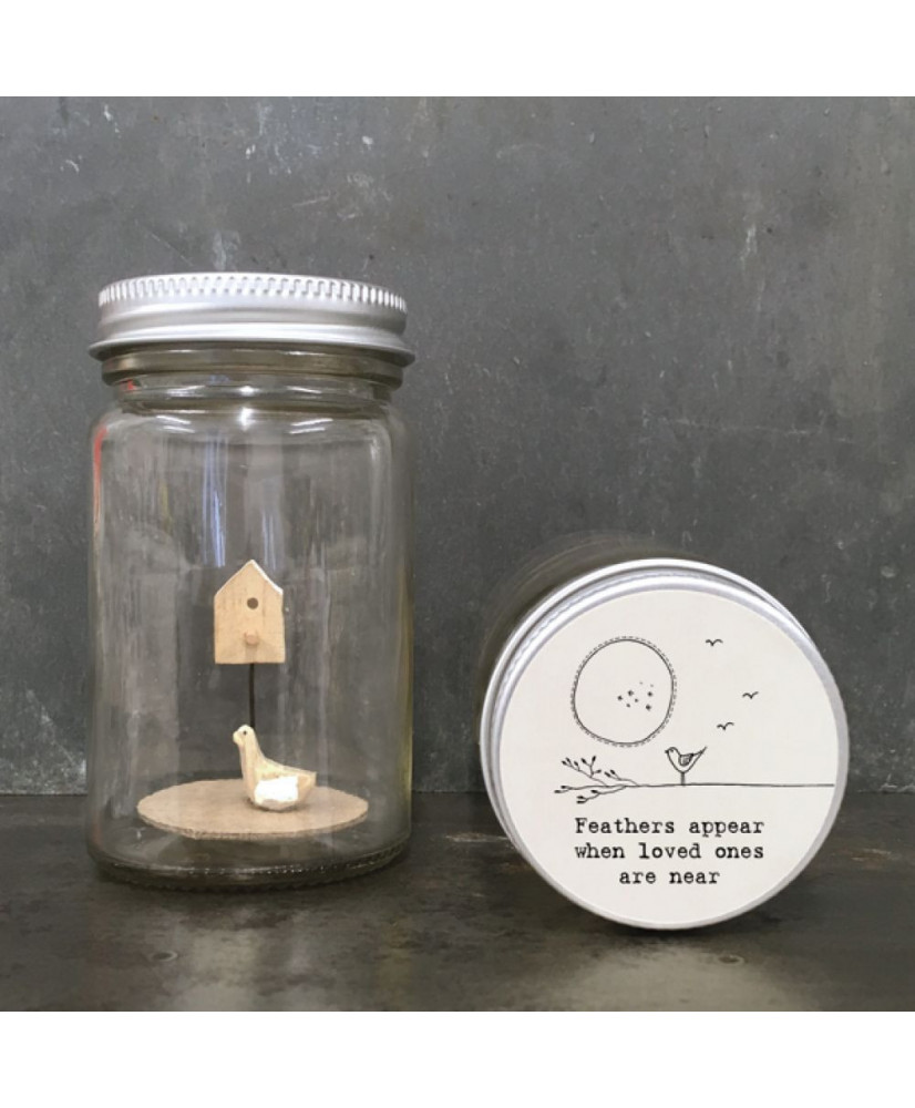 Βάζο Με Ξύλινο Σπίτι - Πουλάκι Και Μήνυμα Feathers Will Appear 5x9,5εκ