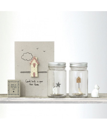 Βάζο Με Ξύλινο Σπίτι - Πουλάκι Και Μήνυμα Feathers Will Appear 5x9,5εκ