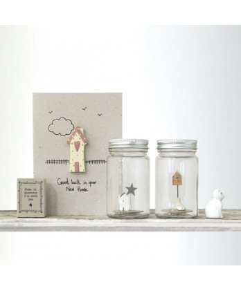 Βάζο Με Ξύλινο Σπιτάκι – Αστεράκι Και Μήνυμα Home Friends Meet 5x9,5εκ