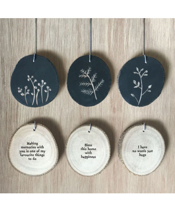 Κορμός Ξύλινος Κρεμαστός Silhouette Με Σχέδιο Φύλλα Και Μήνυμα I Have No Words 10εκ