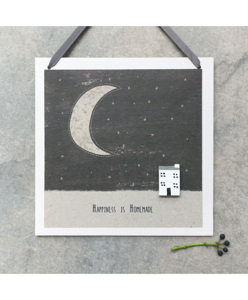 Καδράκι Ξύλινο Κρεμαστό Με Μήνυμα Happiness is homemade 18εκ