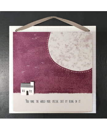 Καδράκι Ξύλινο Κρεμαστό Με Μήνυμα You make the world special 18εκ