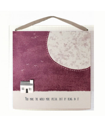 Καδράκι Ξύλινο Κρεμαστό Με Μήνυμα You make the world special 18εκ