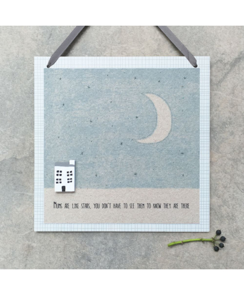 Καδράκι Ξύλινο Κρεμαστό Με Μήνυμα Mums are like stars 18εκ