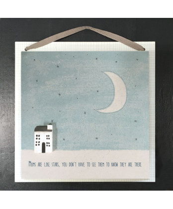 Καδράκι Ξύλινο Κρεμαστό Με Μήνυμα Mums are like stars 18εκ