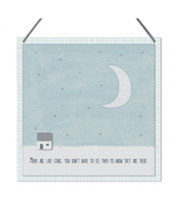 Καδράκι Ξύλινο Κρεμαστό Με Μήνυμα Mums are like stars 18εκ