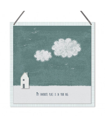 Καδράκι Ξύλινο Κρεμαστό Με Μήνυμα Favourite place is in your hug 18εκ