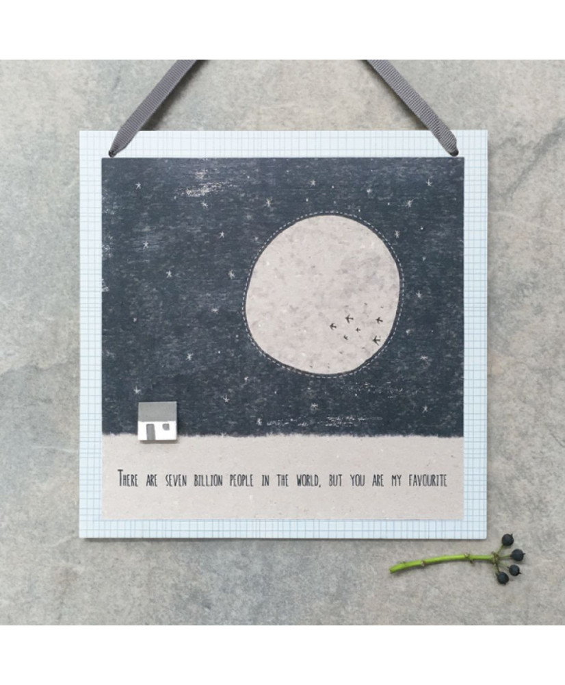 Καδράκι Ξύλινο Κρεμαστό Με Μήνυμα Seven billion people 18εκ