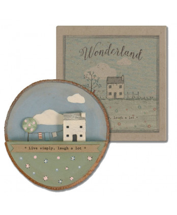 Ξύλινη Στρογγυλή Πλάκα Με Θέμα Άνοιξη Και Μήνυμα Live simply…