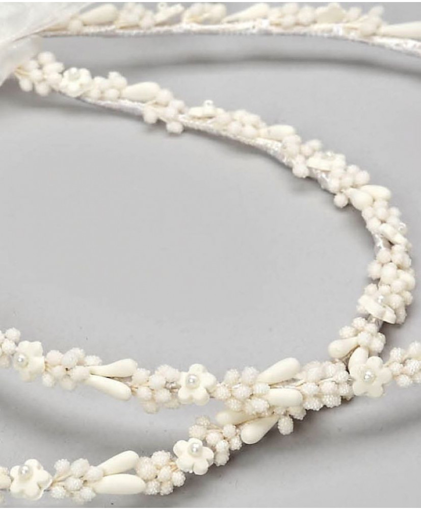 Στέφανα Χειροποίητα Επαργυρωμένα Vintage Με Υφασμάτινες Μαργαρίτες Και Μπουμπούκια Λεμονανθού