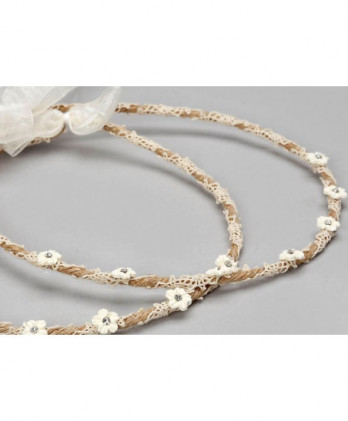 Στέφανα Χειροποίητα Vintage Από Φυσικό Κορδόνι Με Δαντέλα Και Μαργαρίτες Σε Ιβουάρ Χρώμα