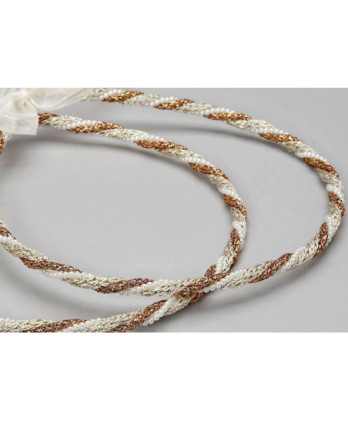 Στέφανα Χειροποίητα Vintage Πλεξούδα Από Κορδόνι Σε Ασημί, Ροζ Gold Χρώμα Και Πέρλες