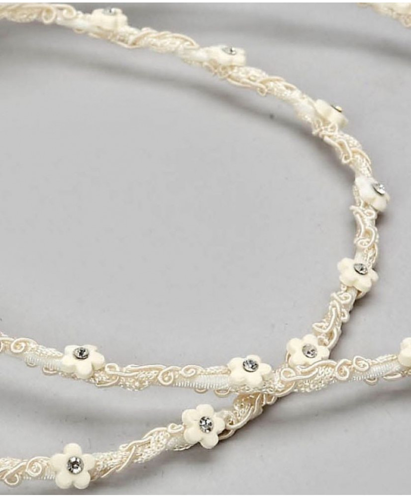 Στέφανα Χειροποίητα Vintage Από Κορδόνι Δαντέλα Με Μαργαρίτες Σε Ιβουάρ Χρώμα