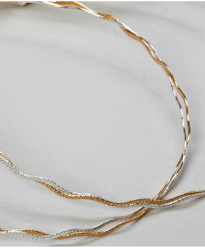 Στέφανα Χειροποίητα Επαργυρωμένα Vintage Με Διπλές Στριφτές Βέργες Κυματιστές Πλεγμένες Σε Ασημί Και Χρυσό Χρώμα