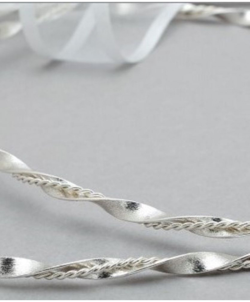 Στέφανα Χειροποίητα Επαργυρωμένα Vintage Με Διπλές Σαγρέ Βέργες Πλεγμένες Σε Ασημί Χρώμα