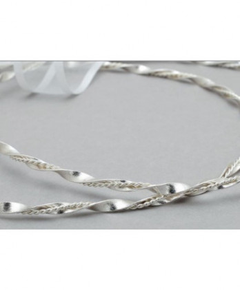 Στέφανα Χειροποίητα Επαργυρωμένα Vintage Με Διπλές Σαγρέ Βέργες Πλεγμένες Σε Ασημί Χρώμα