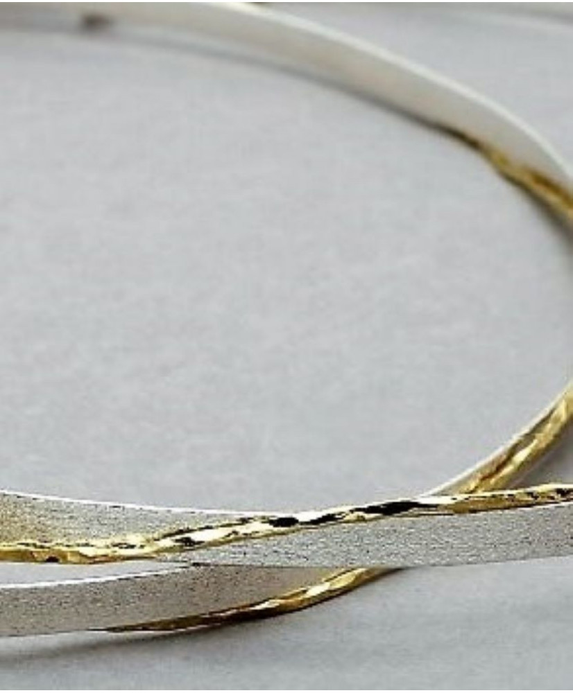 Στέφανα Χειροποίητα Επαργυρωμένα Vintage Με Πλατιά Ασημένια Βέργα Και Μία Χρυσή Λεπτή