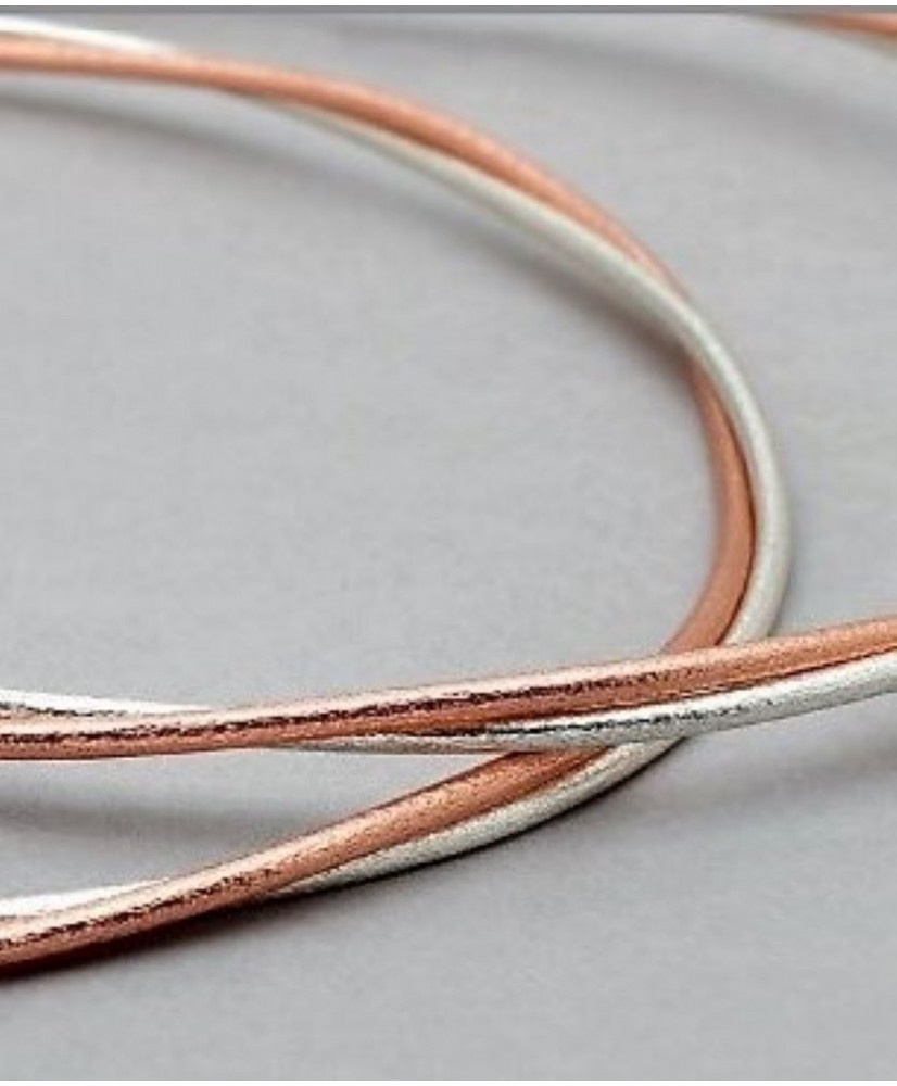 Στέφανα Χειροποίητα Επαργυρωμένα Vintage Με Στρογγυλή Βέργα Σε Ροζ Gold Και Ασημένια Βέργα