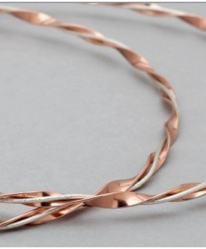 Στέφανα Χειροποίητα Επαργυρωμένα Vintage Με Πλατιά Ροζ Gold Βέργα Και Μία Ασημένια Λεπτή