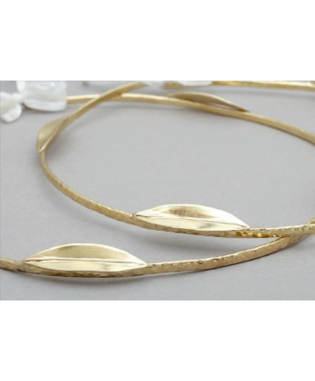 Στέφανα Χειροποίητα Επαργυρωμένα Vintage Με Πλατιά Χρυσή Βέργα Και Χρυσά Φύλλα