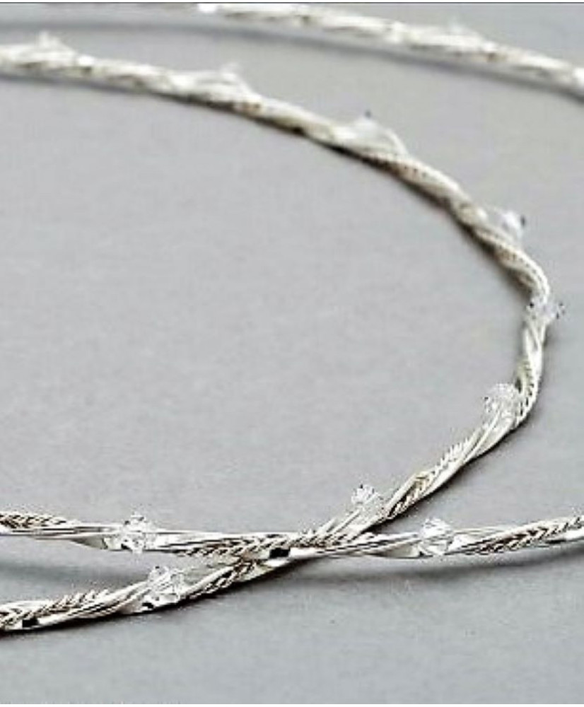 Στέφανα Χειροποίητα Επαργυρωμένα Vintage Με Τριπλές Βέργες Και Στρας