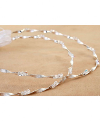 Στέφανα Χειροποίητα Επαργυρωμένα Vintage Ασημένια Σαγρέ Στολισμένα Με Διάφανες Χάντρες