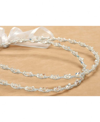 Στέφανα Χειροποίητα Επαργυρωμένα Vintage Με Ασημένια Κυματιστή βέργα Και Πλεγμένη Κορδέλα Στολισμένα Με Διάφανες Χάντρες