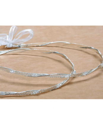 Στέφανα Χειροποίητα Επαργυρωμένα Vintage Με Διπλές Βέργες Σε Ασημί Χρώμα Και Διάφανες Χάντρες