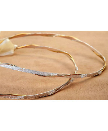 Στέφανα Χειροποίητα Επαργυρωμένα Vintage Με Διπλές Βέργες Σε Ασημί - Χρυσό Χρώμα Και Διάφανες Χάντρες