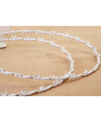 Στέφανα Χειροποίητα Επαργυρωμένα Vintage Ασημένια Πλεγμένα Με Λευκή Κορδέλα Και Διάφανες Χάντρες