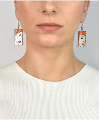 Σκουλαρίκια Faces, λευκά με...