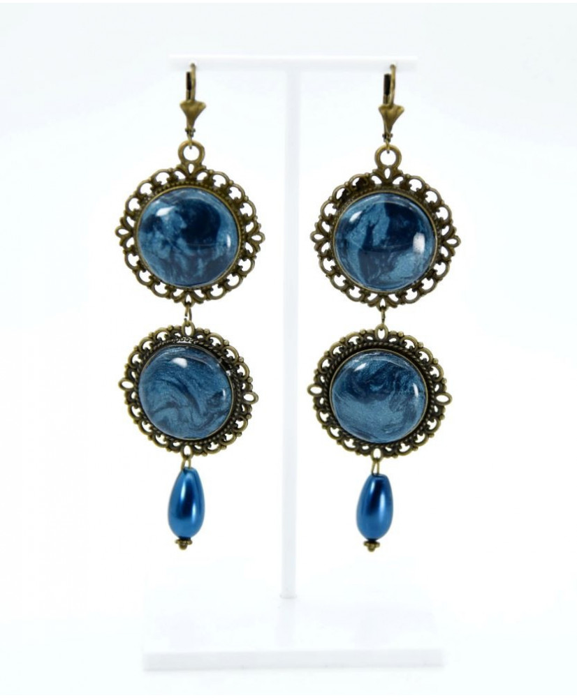 Σκουλαρίκια Duchess, κρεμαστά σε μπλε χρώμα